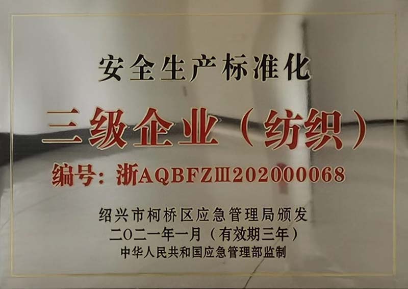 安全生產標準化三級企業（紡織）